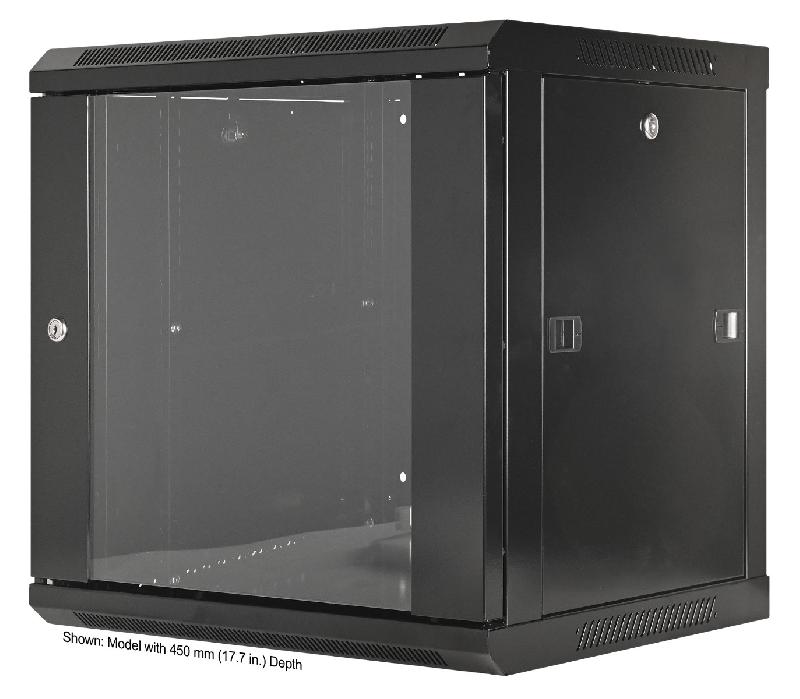 Armoire murale 19 pouces MHT148 avec porte en verre - hauteur 9U - profondeur 600 mm - noir - Bravour®_0