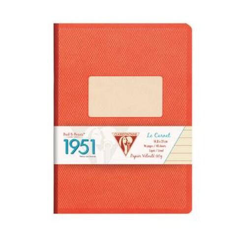 Clairefontaine Lot de 5 Carnet 1951 A5, 192p./96 feuilles 90 g/m² brochure dos toilé, coloris assortis, ligné 8mm - 3329681951461_0