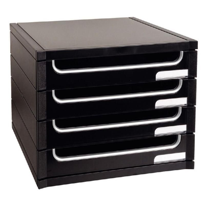 DAUPHIN MODULE DE CLASSEMENT BIGBOX - 4 TIROIRS, NOIR ET ARGENT