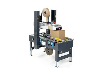 Fermeuse de cartons avec 1 mètre de convoyeur à rouleaux en entrée_0