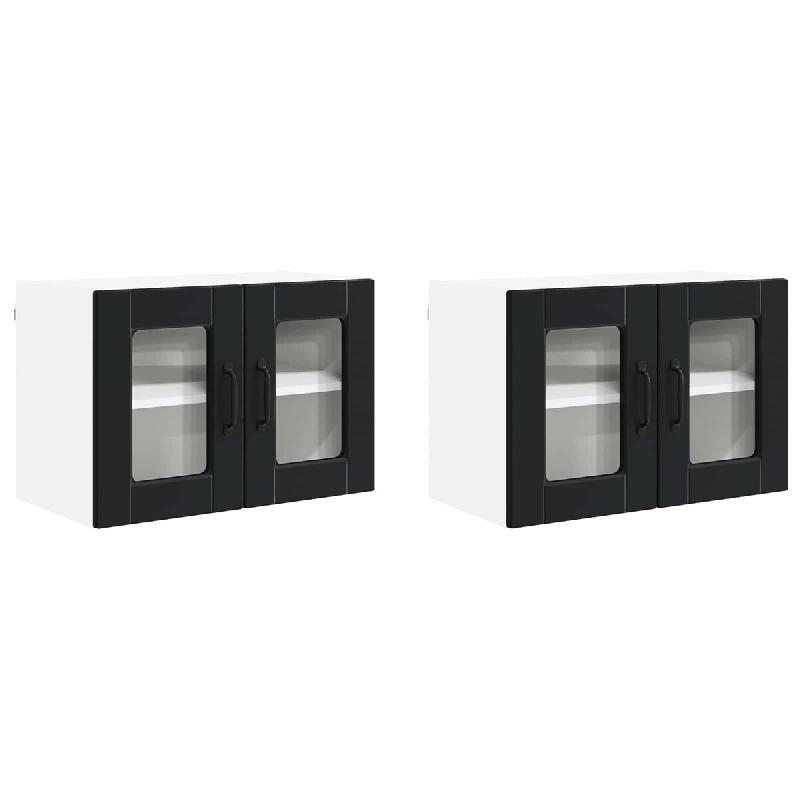 Helloshop26 - Lot de 2 armoires murales de cuisine modernes avec 4 étagères 60 x 31 x 40 cm en bois d'ingénierie noir 02_0054312 - noir Bois massif_0