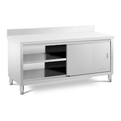 Helloshop26 - Meuble bas en acier inoxydable plan de travail cuisine armoire avec portes coulissantes avec dosseret 180 x 70 cm 14_0005092 - 300022896_0