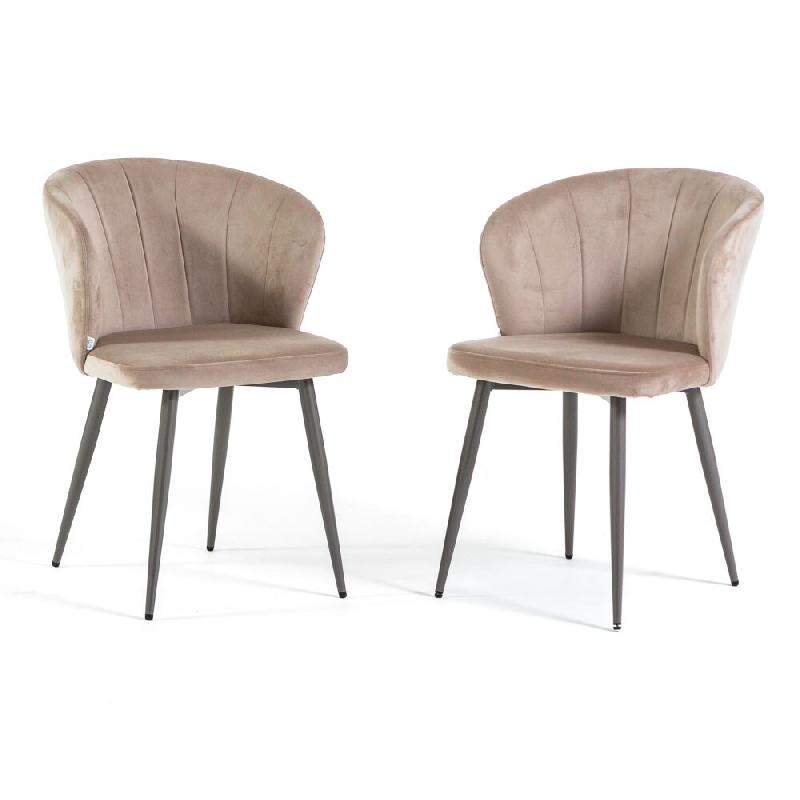 RATTATAN Lot de 2 chaises d’intérieur en velours, dossier enveloppant, pieds en métal, design élégant, pour cuisine, bar et restaurant – Clari_0