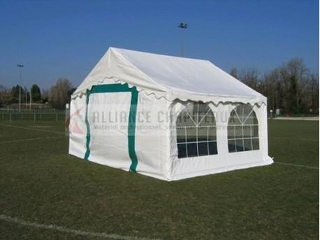 Tente de stockage fermée complète - structure fixe en acier - couverture unie - ancrage au sol avec platine - 4x5x3,37m - homologuée CTS7 - fabrication française_0