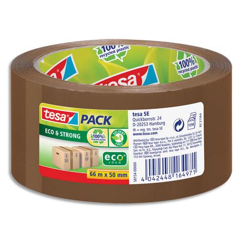 Tesa ruban adhésif d'emballage 100% de plastique recyclé marron eco & strong sans solvant 66mx50 mm_0
