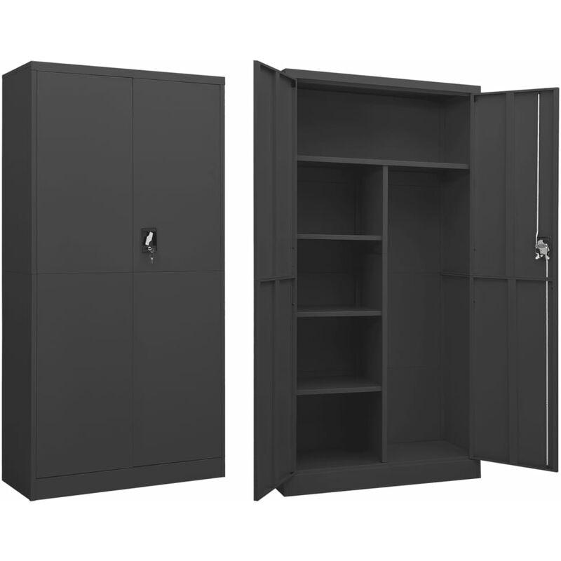 ARMOIRE À CASIER ARMOIRE DE RANGEMENTS ANTHRACITE 90X40X180 CM ACIER