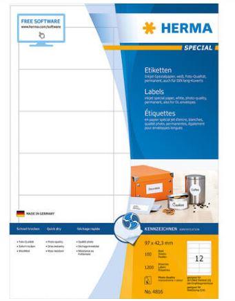 Étiquette jet d'encre, a4, 97 x 42,3 mm - 4816_0