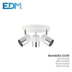 Applique Halogène 3 Eléments Chrome+Blanc Os Gu-10 Modèle Moon Edm - 8425998320138_0
