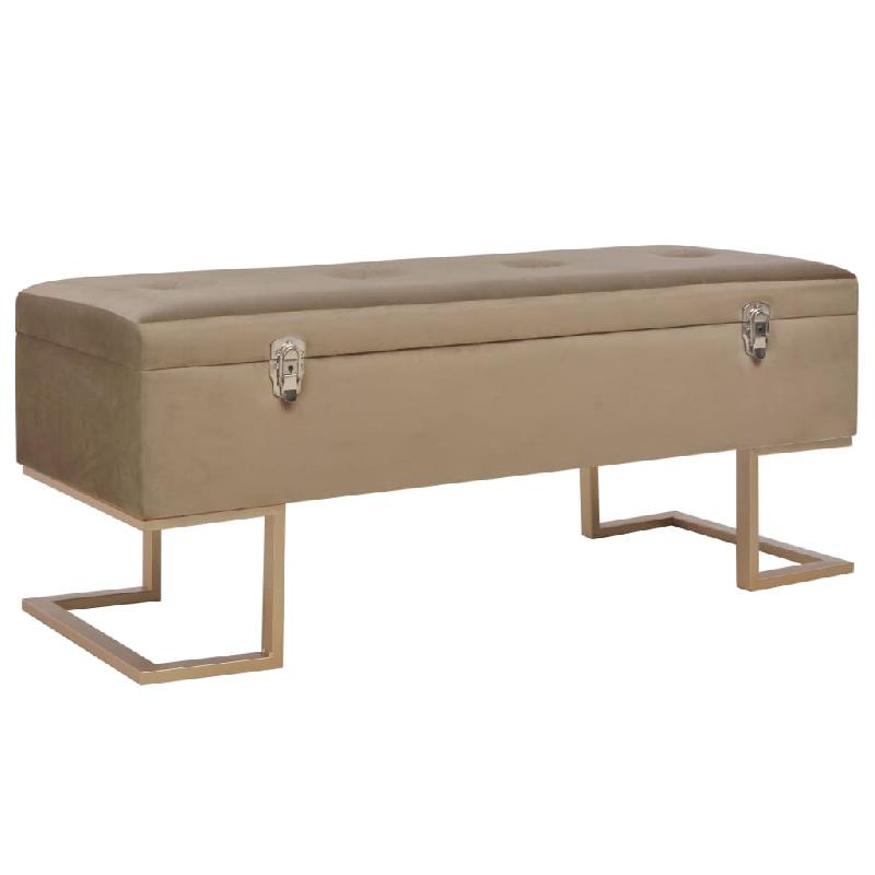 BANC BANQUETTE AVEC COMPARTIMENT DE RANGEMENT 105 CM VELOURS BEIGE 02_0010814_0