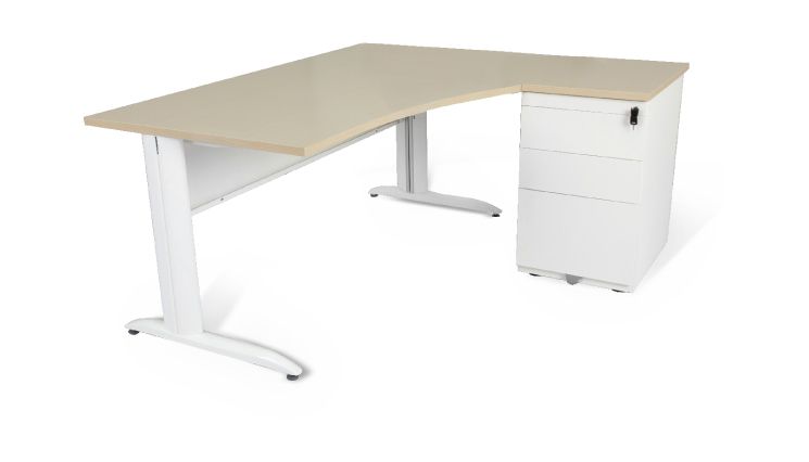 Bureau droit Cistus - pieds en arche - structure en acier laqué - plateau mélaminé 25 mm_0