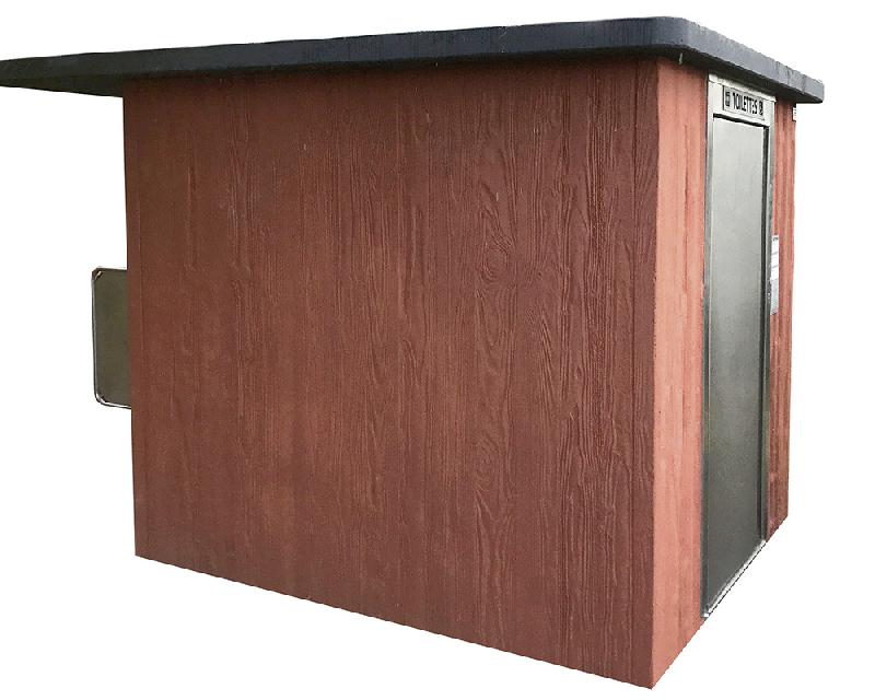 Cellule sanitaire toiture rallongée - mobilier urbain beaujolais - cabine PMR et urinoirs extérieurs en inox_0