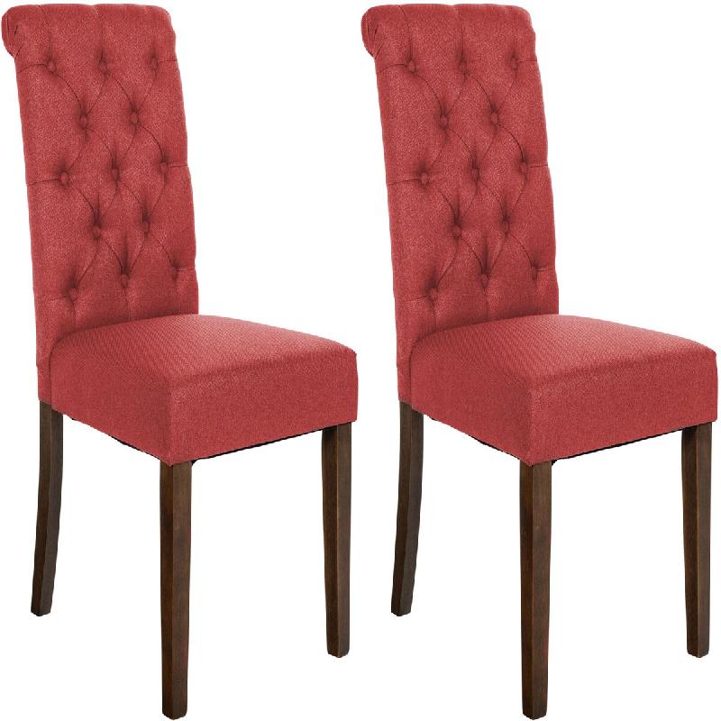 CLP Lot de 2 Chaises de salle à manger Lisburn Rouge/Tissu - rouge textile 322772_0