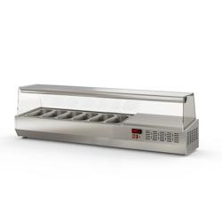 CORECO Vitrinette D'Exposition - Presentoir A Ingredients Avec Vitre Pare Haleine - +2/+80 - 1495X336X436 - Inox  - Capacite 6 Bacs Gn1/4 EI150-1/4 -_0