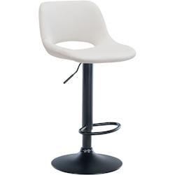 Décoshop26 - Tabouret de bar chaise haute x1 avec repose-pieds en velours crème piètement métallique noir 10_0004597 - noir 3000252191805_0