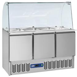 Ensemble compact Line - Saladette avec couvercle et réserve 3 portes 380L - Kit complet vitre bombée SAL3M/D + KV3_0