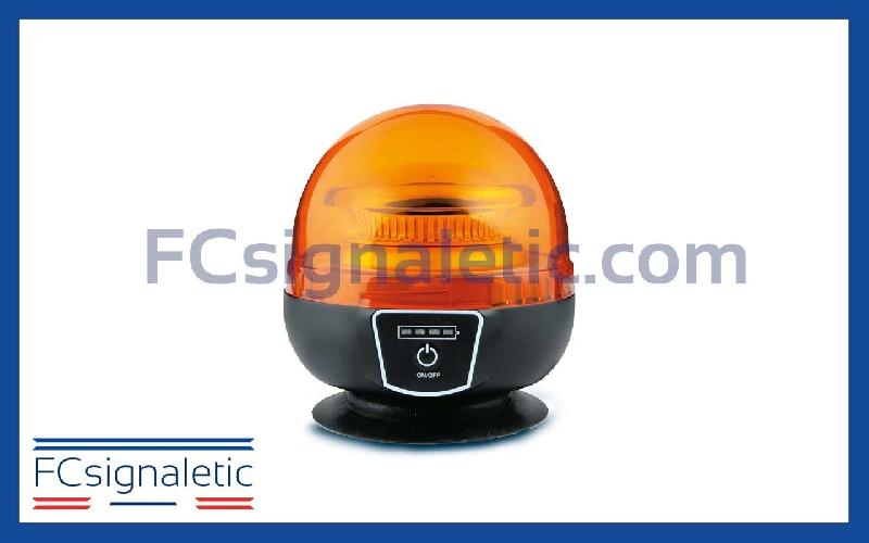 Gyrophare à led orange autonome embase magnétique LEDWORK LWK0409_0