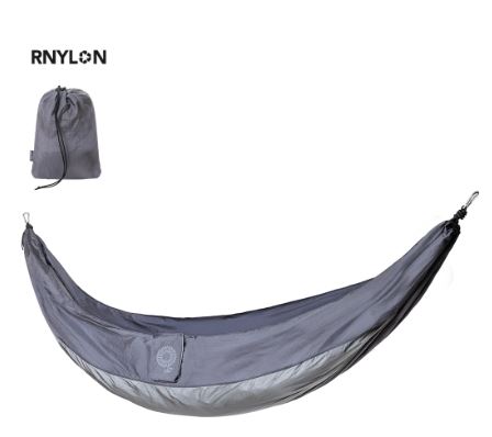 Hamac en nylon recyclé résistant 270x140cm - avec rubans d'amarrage et mousquetons - Réf: 1121_0