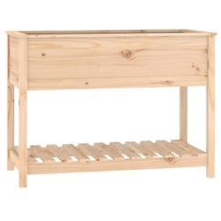 Helloshop26 - Jardinière bac lit surélevé plantes fleurs terrasse jardin avec étagère 111,5 x 54 x 81 cm bois massif de pin marron 02_0038385 - 3_0