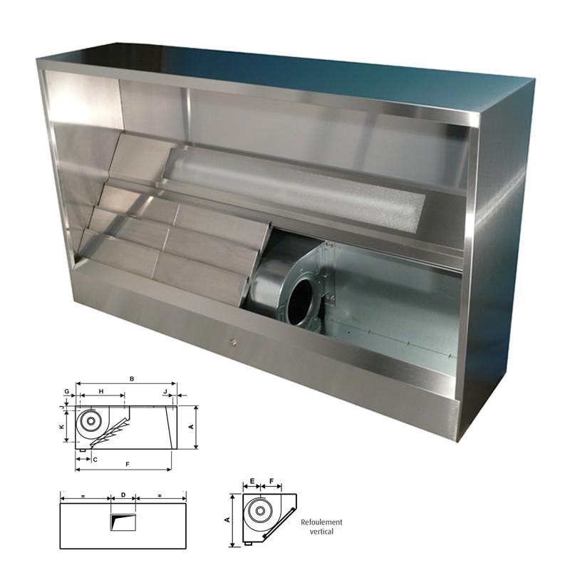 Hotte dynamique spéciale laverie avancée 1188 mm longueur 2000 mm, réfoulement horizontal - DPL1220H_0