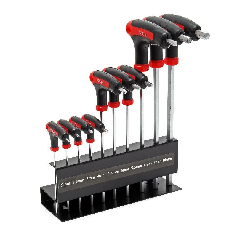 Jeu de 11 clés hexagonales mâle support clé allen à six pans poignées en t 16_0002272