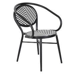 Oviala Business Chaise de jardin style bistrot parisien en aluminium et rotin noir - noir aluminium 112619_0