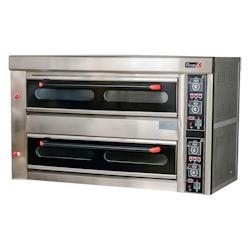 Romux® Four à Pizza Électrique Professionnel Double 8+8x32 cm avec Sol Céramique Réfractaire et Thermostat Haute Précision Température 400 °C_0