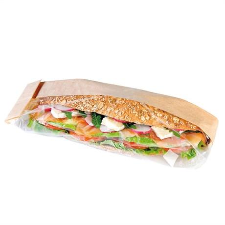 SAC SANDWICH CORNER WINDOW 40 G/M² 14+8X38 CM KRAFT NATUREL (VENDU PAR 250)