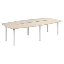 Table modulable Frégate 10 personnes peuplier piétement blanc_0