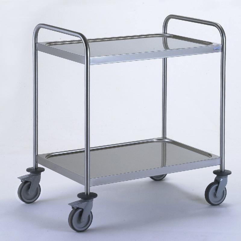 Tournus CHARIOT A DEBARRASSER AVEC 2 ARCEAUX 2 plateaux 800 x 530 mm roues à chape polyamide dimensions 895 x 625 mm hauteur 960 mm, hors-tout - gris_0