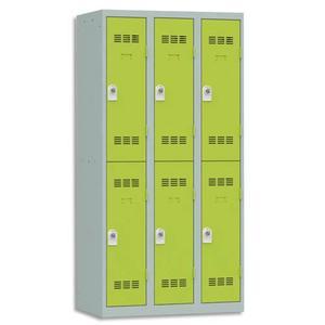 Pierre henry vestiaire 2 cases + 3 colonnes - dimensions : l90 x h180 x p50 cm gris perle anis_0