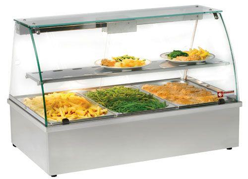 Vitrine chauffante panoramique - Bain-marie 3 GN 1/1 - Capacité 3x GN 1/1, hauteur 150 mm_0
