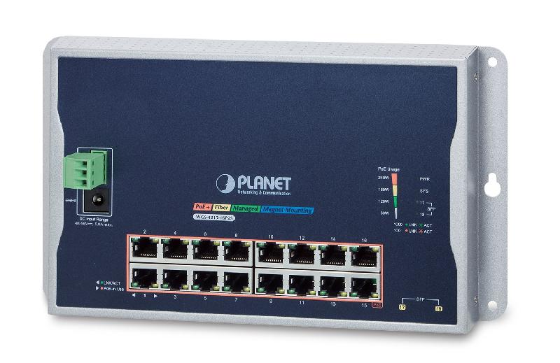 PLANET WGS-4215-16P2S - Commutateur réseau géré L2 Gigabit Ethernet (16 ports RJ-45, 2 modules SFP, PoE, 36 Gbit/s)_0