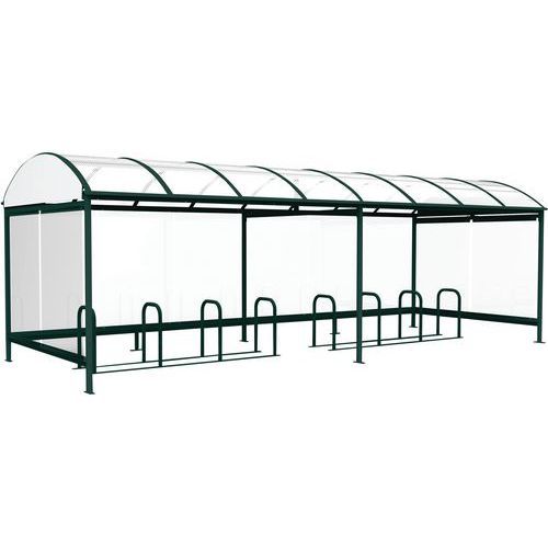 ABRI VÉLOS MOTOS COMBRAILLES VITRÉ 3 CÔTÉS 812X243 M VERT - ABRI PLUS