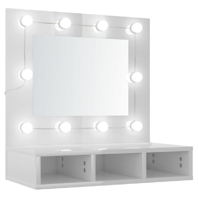 Armoire à miroir avec LED - 60 x 31,5 x 62 cm - Blanc brillant - 02_0006657_0