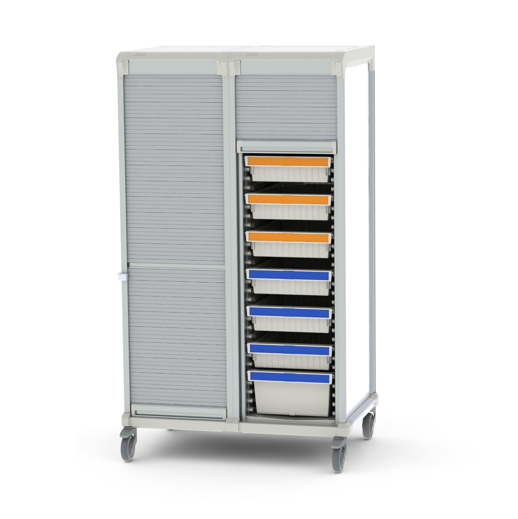 Armoire médicale de transfert ou stockage - 2 colonnes modulaires avec rideaux antibactériens - WEECART_0