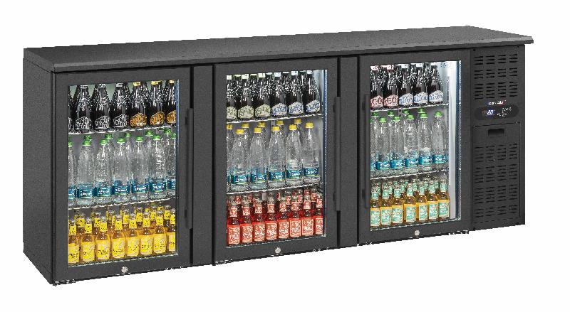 Arrière bar 3 portes vitrées - acier thermolaqué noir mat - froid ventilé - 485 L - CASSELIN CAB3PV_0
