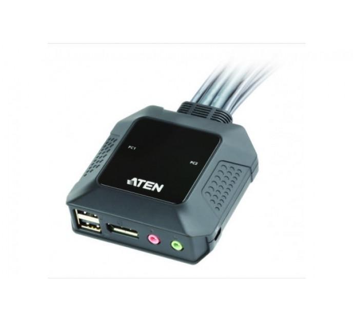 Aten CS22DP - Mini switch KVM DisplayPort/USB avec télécommande et câbles intégrés_0