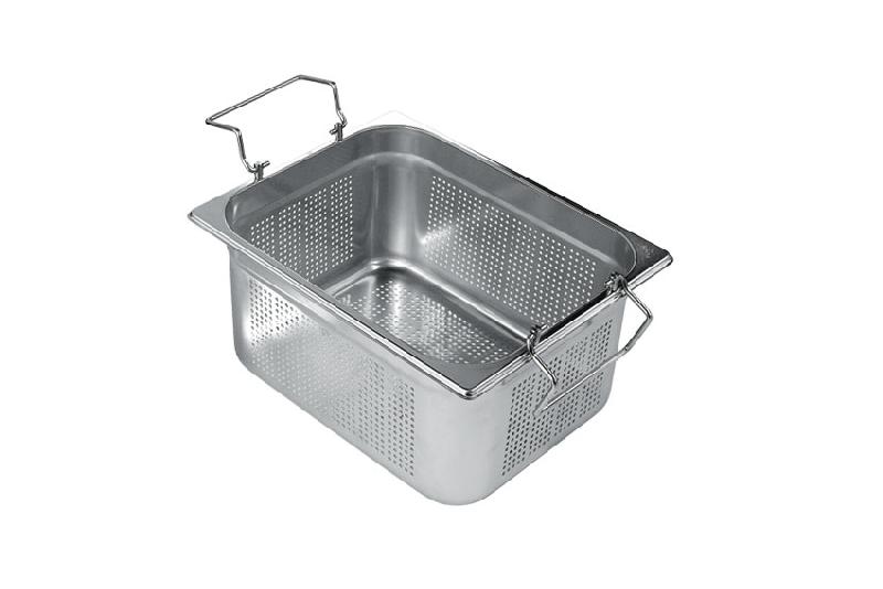 BAC GASTRO INOX 2/3 PERFORÉ À  ANSES PLIABLES - H 100 MM