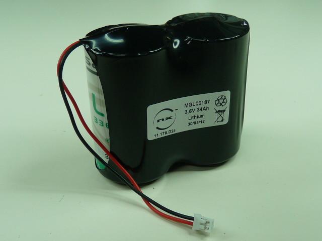 Batterie lithium NX 2X D LS ST1 1S2P 3.6V 34Ah - Dimensions compactes 65,7mm x 33,4mm x 63mm_0