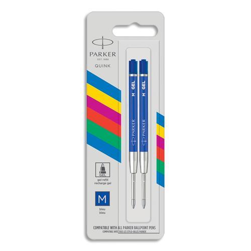 BLISTER DE 2 RECHARGES GEL PARKER - POINTE MOYENNE - ENCRE BLEUE
