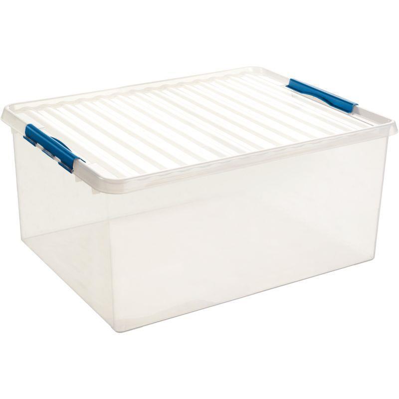 Boîte de rangement transparente 120 litres - clips solides - empilable et anti-poussière_0