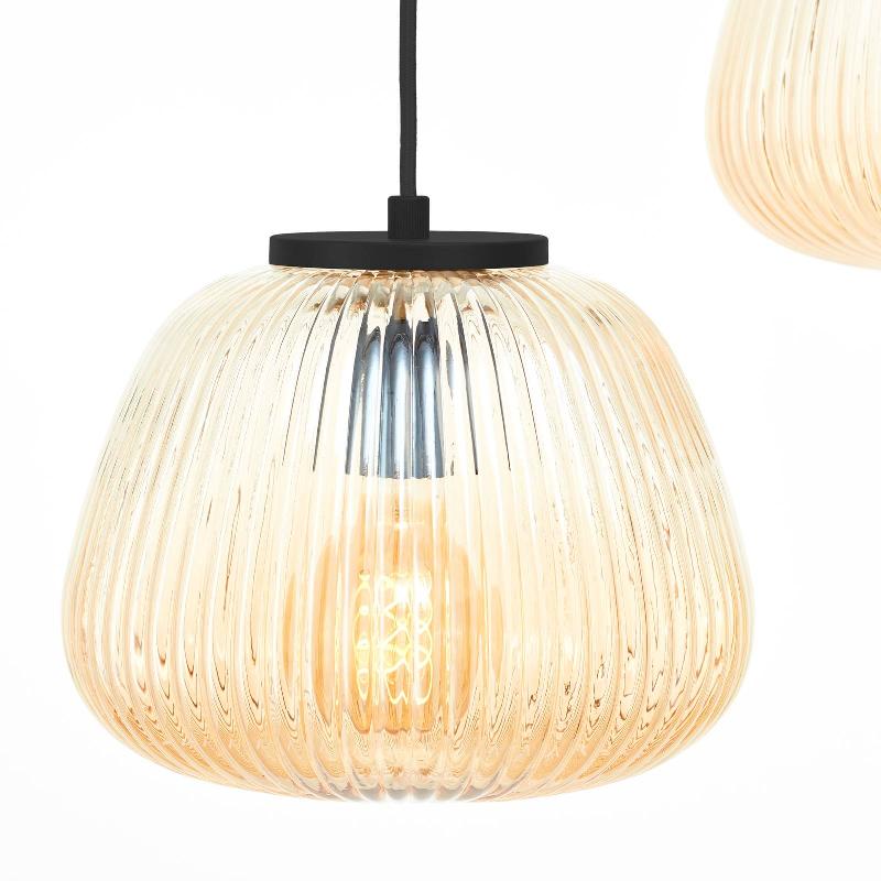 BRILLIANT SUSPENSION KAIZEN, Ø 40 CM, AMBRE, 3 LAMPES, VERRE