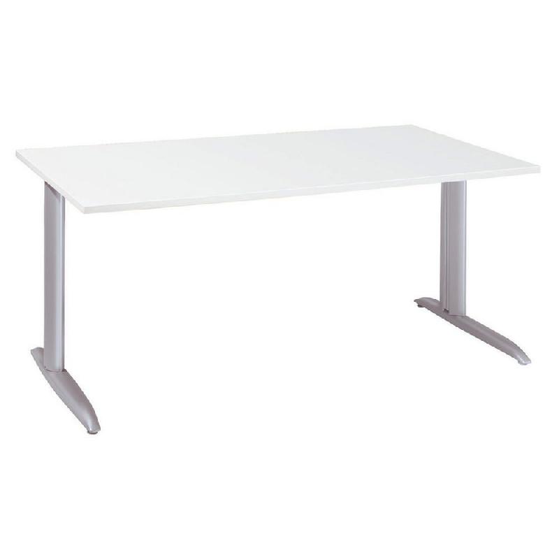 BUREAU DROIT ACTUAL - L. 120 X P. 80 CM - PLATEAU BLANC - PIEDS L ALUMINIUM