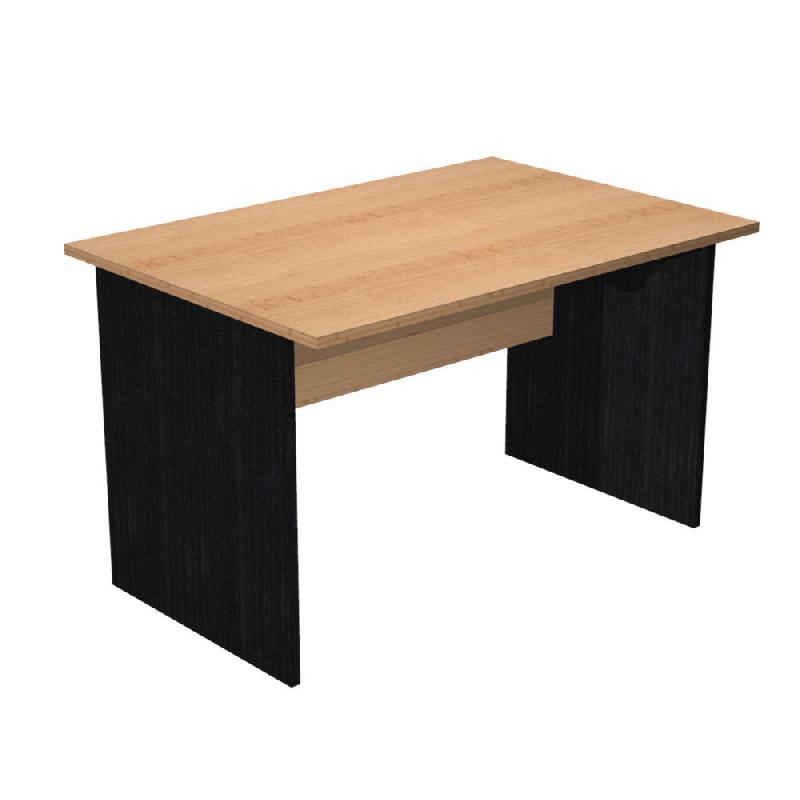 BUREAU DROIT PRONTO BOIS - L.120 X P.80 CM - PLATEAU HETRE - PIEDS PLEINS NOIR