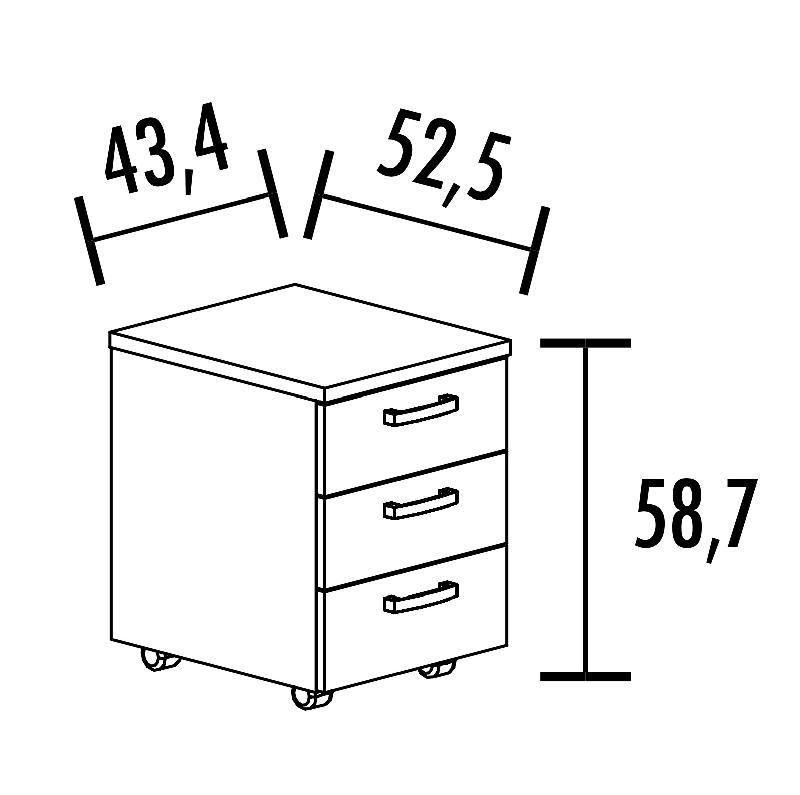 Caisson à roulettes 3 tiroirs uni - MOBEL LINEA - Hêtre_0
