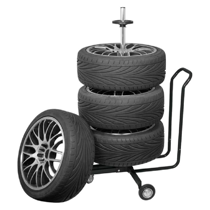Carpoint porte-pneu mobile avec housse aluminium noir 439322_0