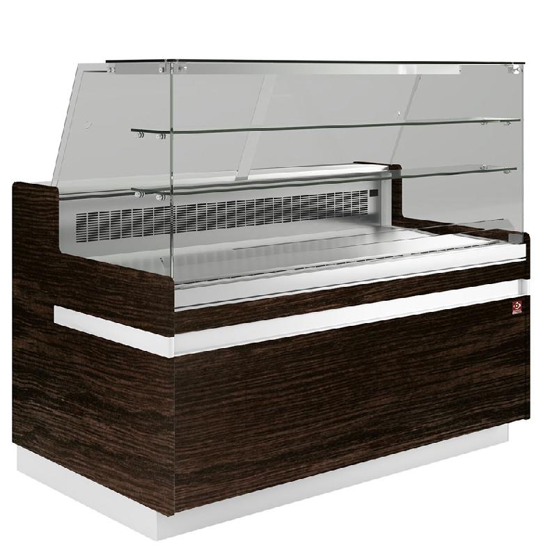 Comptoir presentation réfrigéré positif vitre droite haute ventilé  bois foncé 2138 mm de largeur - VA21XD3/R2_0
