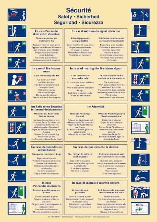 CONSIGNES DE SÉCURITÉ HÔTEL CHAMBRE  5 LANGUES + BD - HOT.BD.5L