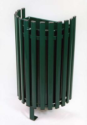 Corbeille publique Charente - demi-ronde en acier plat - 55 litres - seau amovible_0