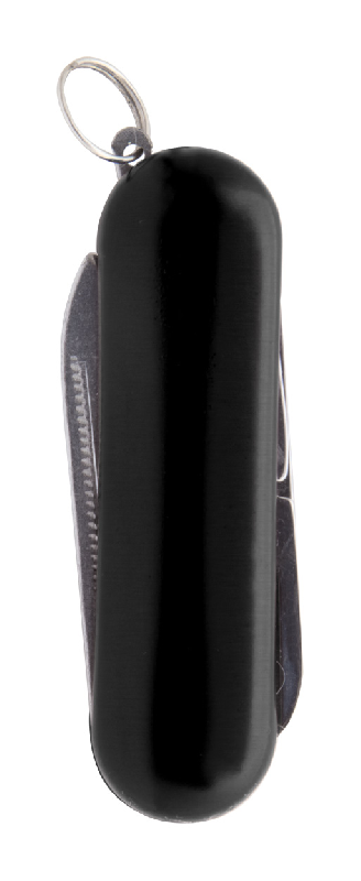Couteau de poche multifonctions en acier inoxydable - 3 fonctions - manche aluminium - couleur noire - 27g_0